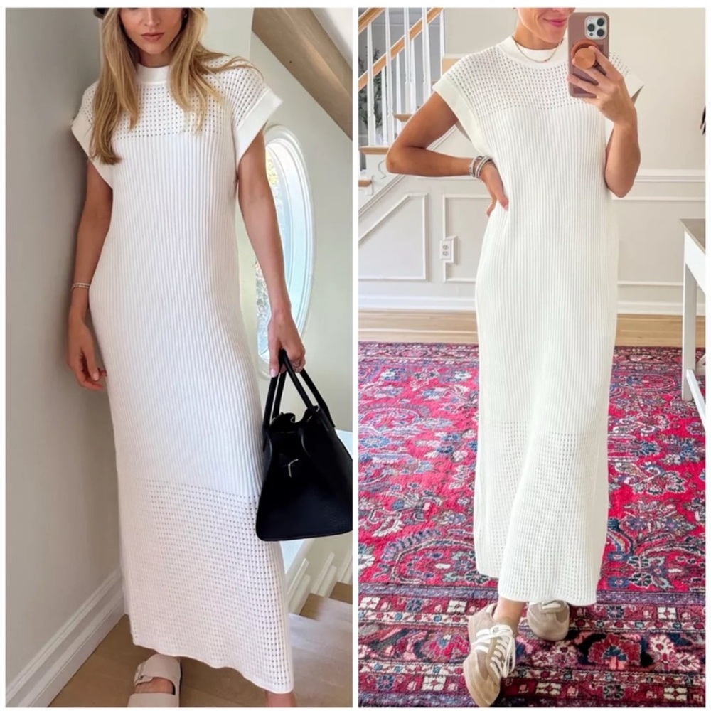 Varley Cheston Relaxed Knit Dress White Size S